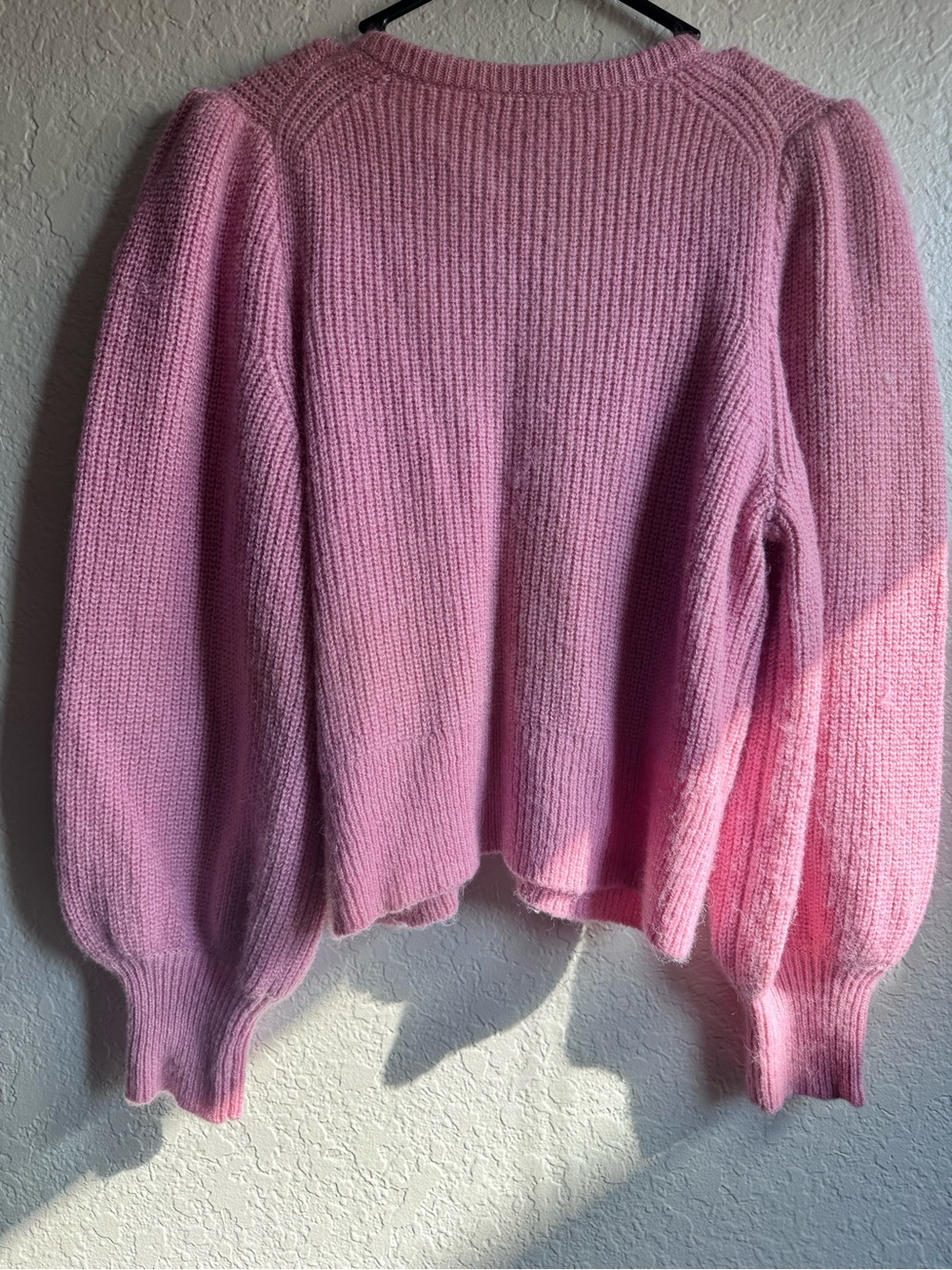 J.Crew Alpaca Merino Wool Pink Cardigan Sweater Size M Balloon Sleeve BB391 - Picture 9 of 10